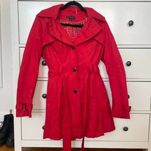 Bright Red Hooded Raincoat